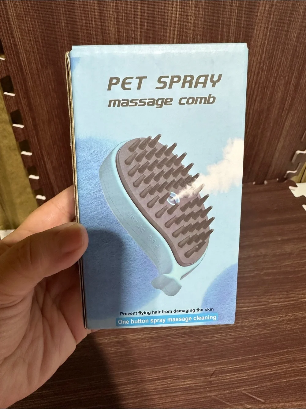 Pet Spray Massage Comb - Light Blue Grooming Brush